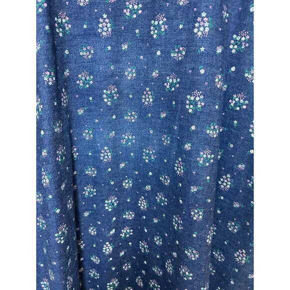 Denim Floral Jean Jumper Dress with Pockets Vermont Country Store Women Sz L - Picture 6 of 6